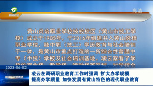 凌云在调研职业教育工作时强调 扩大办学规模 提高办学质量 加快发展有黄山特色的现代职业教育