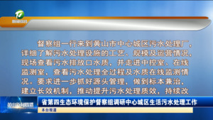 省第四生态环境保护督察组调研中心城区生活污水处理工作
