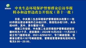 中央生态环境保护督察群众信访举报转办和边督边改公开情况（第十一批）