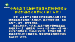 中央生态环境保护督察群众信访举报转办和边督边改公开情况（第十五批）