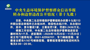 中央生态环境保护督察群众信访举报转办和边督边改公开情况（第十九批）