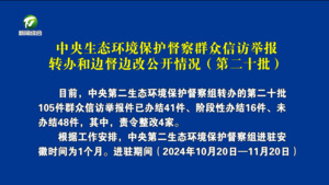中央生态环境保护督察群众信访举报转办和边督边改公开情况（第二十批）