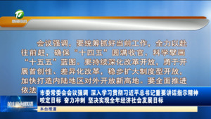 市委常委会会议强调 深入学习贯彻习近平总书记重要讲话指示精神 咬定目标奋力冲刺坚决实现全年经济社会发展目标