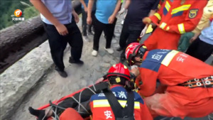 男子坠落40米深山崖 消防索降救援