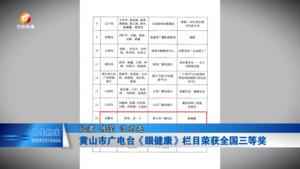 黄山市广电台《眼健康》栏目荣获全国三等奖