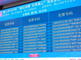 “徽动消费 悦享黄山”有奖发票活动第一期中奖名单揭晓